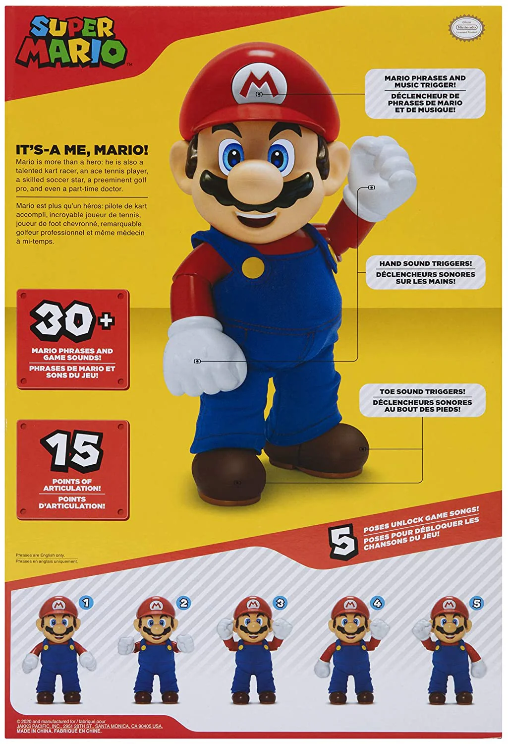 SUPER MARIO It's-A Me, Mario! Collectible Action Figure, Talking Posable Mario Figure, 30+ Phrases and Game Sounds – 12 Inches Tall - Image 10